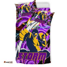 Storm Rugby Bedding Set - Storm Rugby Team with Aboriginal Dot Painting and Indigenous Pattern Bedding Set