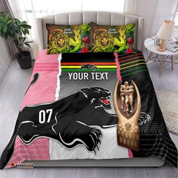 Personalised Panther Rugby NRL Premiers Bedding Set Panther Pride Black & Pink Sporty Vibe