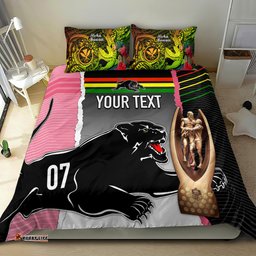 Personalised Panther Rugby NRL Premiers Bedding Set Panther Pride Black & Pink Sporty Vibe