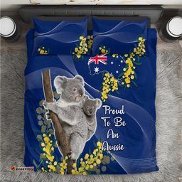 Australia Day Bedding Set Proud To Be An Aussie Koala With Map Golden Wattle