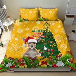 Personalised Wallabies Rugby Christmas Bedding Set Merry Xmas With Australian Kangaroo