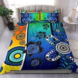 Aboriginal Bedding Set - Indigenous Turtle Dot Painting Art