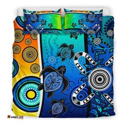 Aboriginal Bedding Set - Indigenous Turtle Dot Painting Art