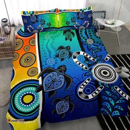 Aboriginal Bedding Set - Indigenous Turtle Dot Painting Art