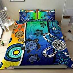 Aboriginal Bedding Set - Indigenous Turtle Dot Painting Art