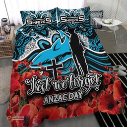 Sharks Bedding Set Anzac Day Poppy Flowers With Aboriginal