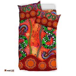 Aboriginal Bedding Set - Aussie Indigenous Patterns Orange