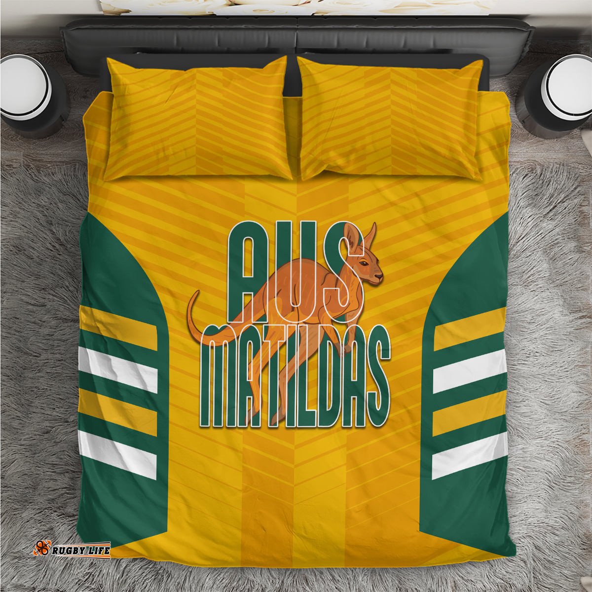 Custom Australia Soccer Bedding Set Go Matildas Dynamic - National Colors