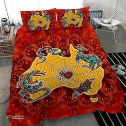Aboriginal Bedding Set - Australia Map Hand Patterns Spider Web