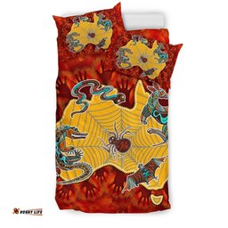 Aboriginal Bedding Set - Australia Map Hand Patterns Spider Web