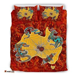 Aboriginal Bedding Set - Australia Map Hand Patterns Spider Web