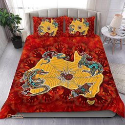 Aboriginal Bedding Set - Australia Map Hand Patterns Spider Web