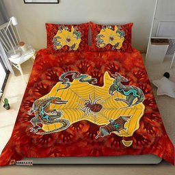 Aboriginal Bedding Set - Australia Map Hand Patterns Spider Web