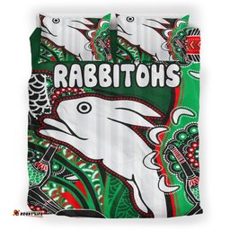 South Sydney Rabbitohs Rugby Custom Bedding Set - Indigenous Dreaming Rabbitohs RLT13