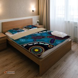 Indigenous All Stars Rugby Custom Bedding Set - Dreamtime Turtle With Aboriginal and Torres Strait Islanders Flag RLT13