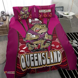 Queensland Rugby League Team Bedding Set - Queensland Maroons Mascot With Aboriginal Art STATE OF ORIGIN Bedding Set