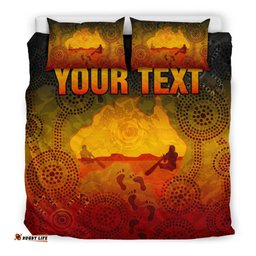 Custom Aboriginal Bedding Set, Australian Map with Indigenous Color