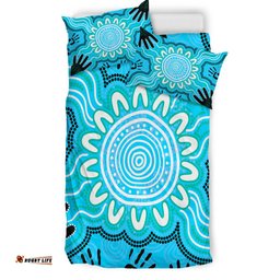 Australia Indigenous Bedding Set - Hand print aboriginal inspired connection art