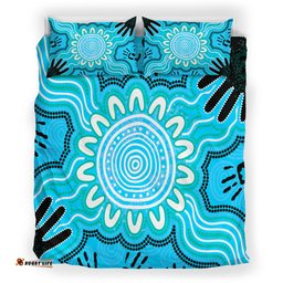 Australia Indigenous Bedding Set - Hand print aboriginal inspired connection art