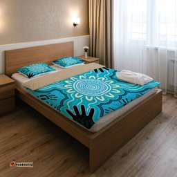 Australia Indigenous Bedding Set - Hand print aboriginal inspired connection art