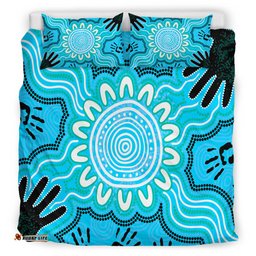 Australia Indigenous Bedding Set - Hand print aboriginal inspired connection art