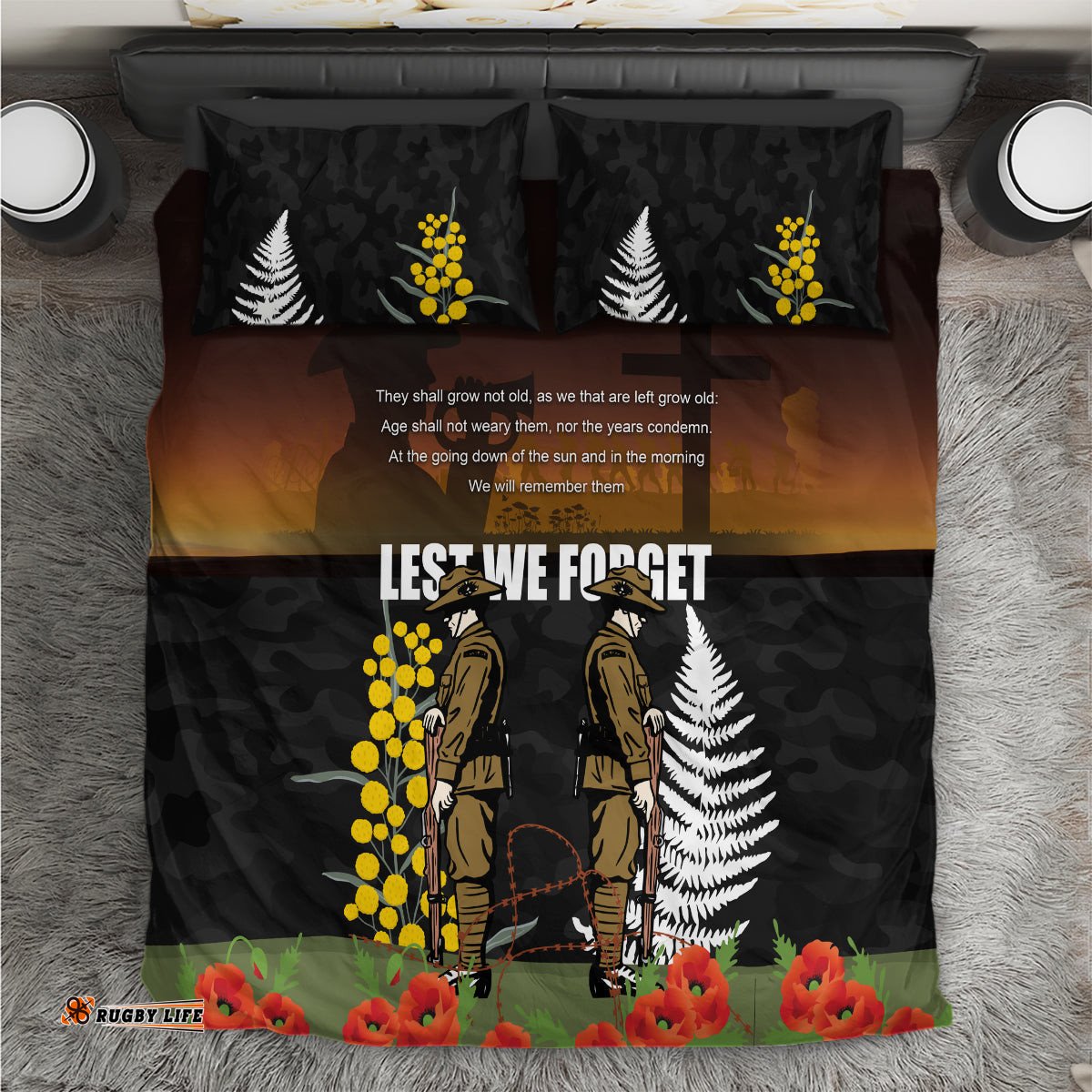 New Zealand and Australia ANZAC Day Bedding Set Soldier and Last Post Camouflage Pattern