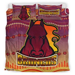 Broncos Rugby Bedding Set - Horse Aboriginal Patterns Bedding Set