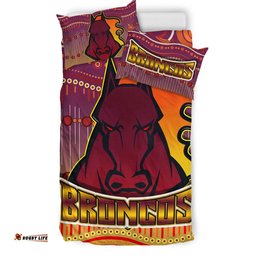 Broncos Rugby Bedding Set - Horse Aboriginal Patterns Bedding Set