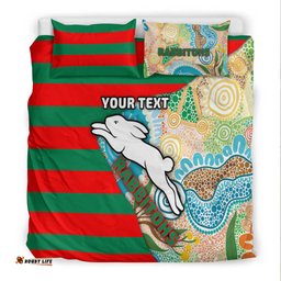 Custom Personalised Rabbitohs Bedding Set Aboriginal Style