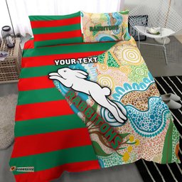 Custom Personalised Rabbitohs Bedding Set Aboriginal Style