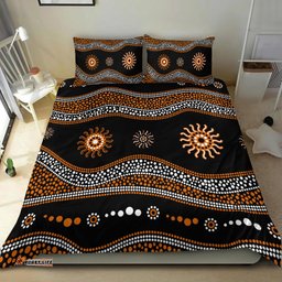 Aboriginal Bedding Set - Aboriginal Sun Tribal Black