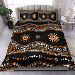 Aboriginal Bedding Set - Aboriginal Sun Tribal Black