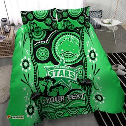 Custom Melbourne Stars Cricket Bedding Set Happy Australia Day Aboriginal Art