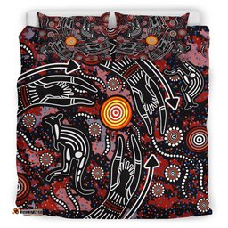 Australia Indigenous Bedding Set - Aussie Hunting Aboriginal inspired dot art painting