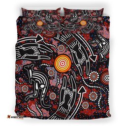 Australia Indigenous Bedding Set - Aussie Hunting Aboriginal inspired dot art painting
