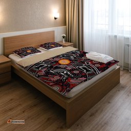 Australia Indigenous Bedding Set - Aussie Hunting Aboriginal inspired dot art painting