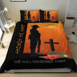 VibeHoodie Bedding Set - Custom Anzac Day Lest We Forget Soldier Standing Guard Bedding Set