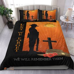 VibeHoodie Bedding Set - Custom Anzac Day Lest We Forget Soldier Standing Guard Bedding Set