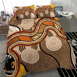 Aboriginal Bedding Set - Indigenous Snake Vintage Stye