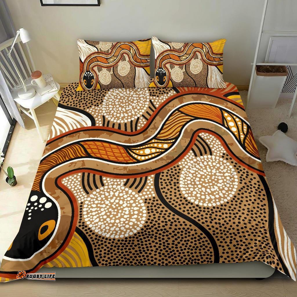 Aboriginal Bedding Set - Indigenous Snake Vintage Stye
