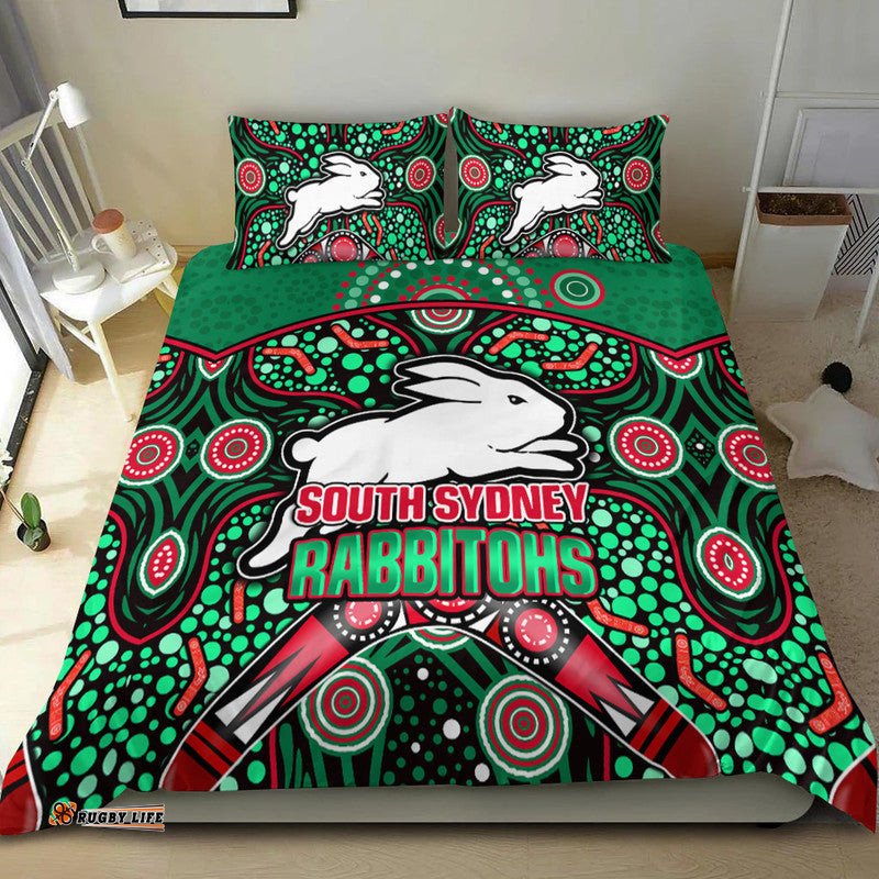 South Sydney Indigenous Rabbitohs Dot Art Style Bedding Set