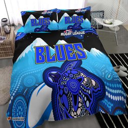 Blues Rugby Bedding Set - Blues Rugby League Turtle and Mountain Aboriginal Culture Bedding Set