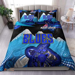 Blues Rugby Bedding Set - Blues Rugby League Turtle and Mountain Aboriginal Culture Bedding Set