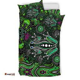 Australia Indigenous Bedding Set - Aboriginal inspired art Frog dreaming dot art background