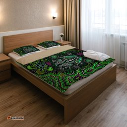 Australia Indigenous Bedding Set - Aboriginal inspired art Frog dreaming dot art background