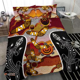 Aboriginal Bedding Set, Lizard Dot Painting Boomerang Patterns