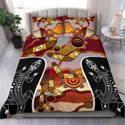 Aboriginal Bedding Set, Lizard Dot Painting Boomerang Patterns