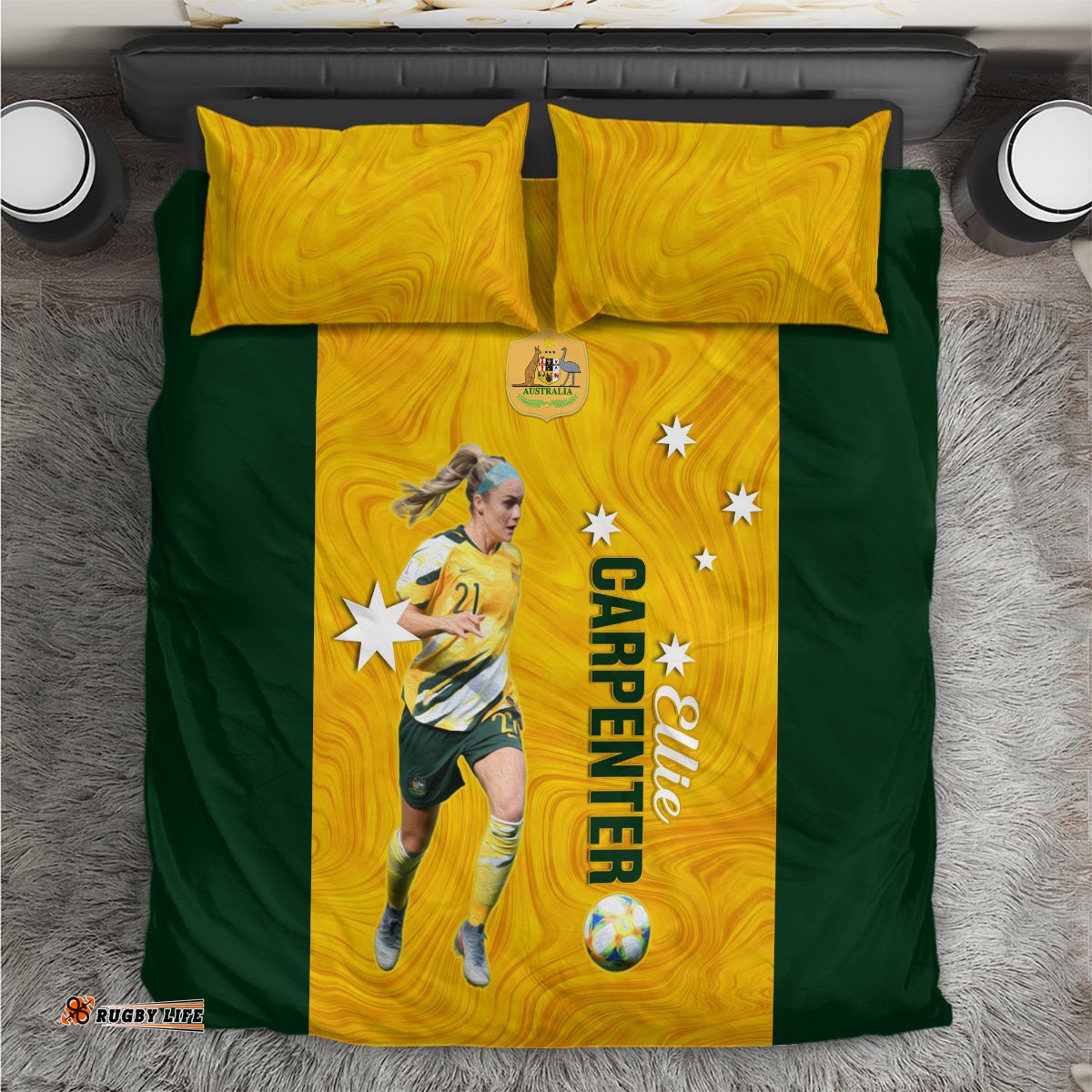 Australia Soccer Bedding Set Ellie Carpenter Matildas Gold Version