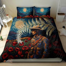 New Zealand Soldier ANZAC Day Bedding Set Silver Fern Starry Night Style