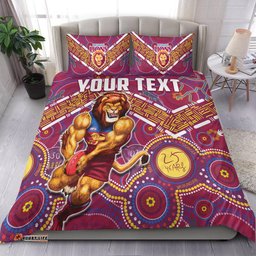Custom Personalised Brisbane Football Bedding Set Indigenous Pattern Go Lions Unique Version